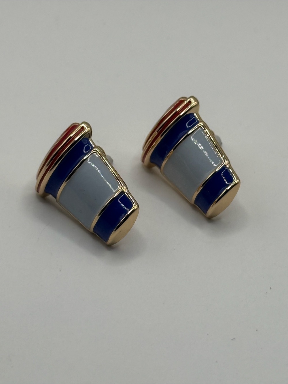 Kate Spade New York Earrings Coffee Cups Stud  Gold Tone NEW